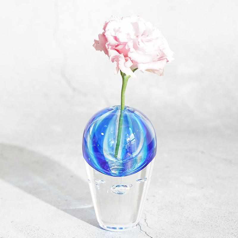 【吹きガラス】Izumo 一輪挿し Bloom ブルー (小) - Image 5