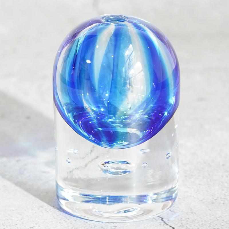 【吹きガラス】Izumo 一輪挿し Bloom ブルー (大) - Image 4