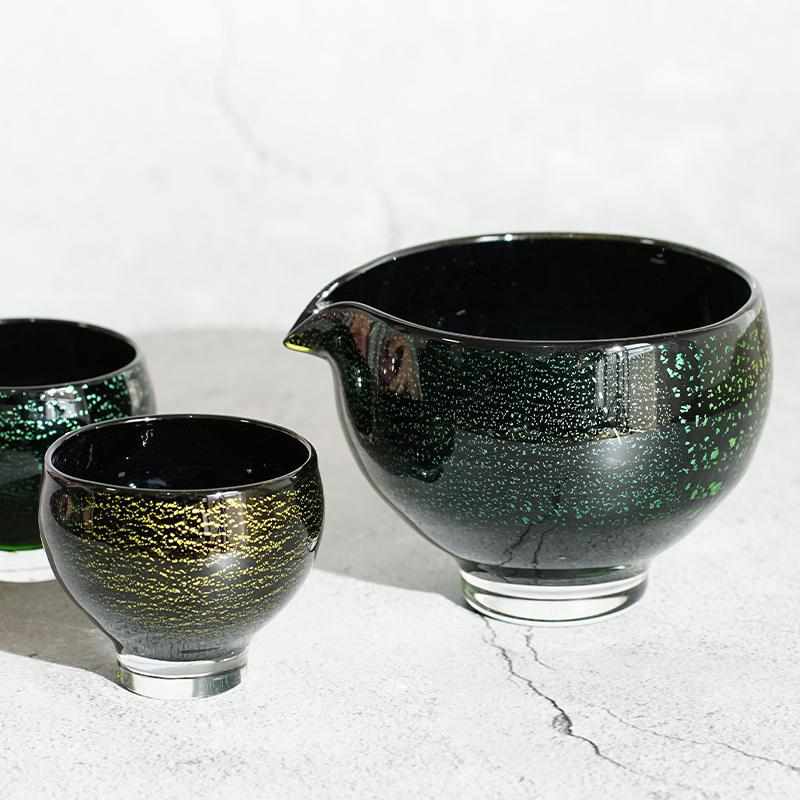 【吹きガラス】Izumo 酒器3点セット 彩 ~sai~ グリーン - Image 5