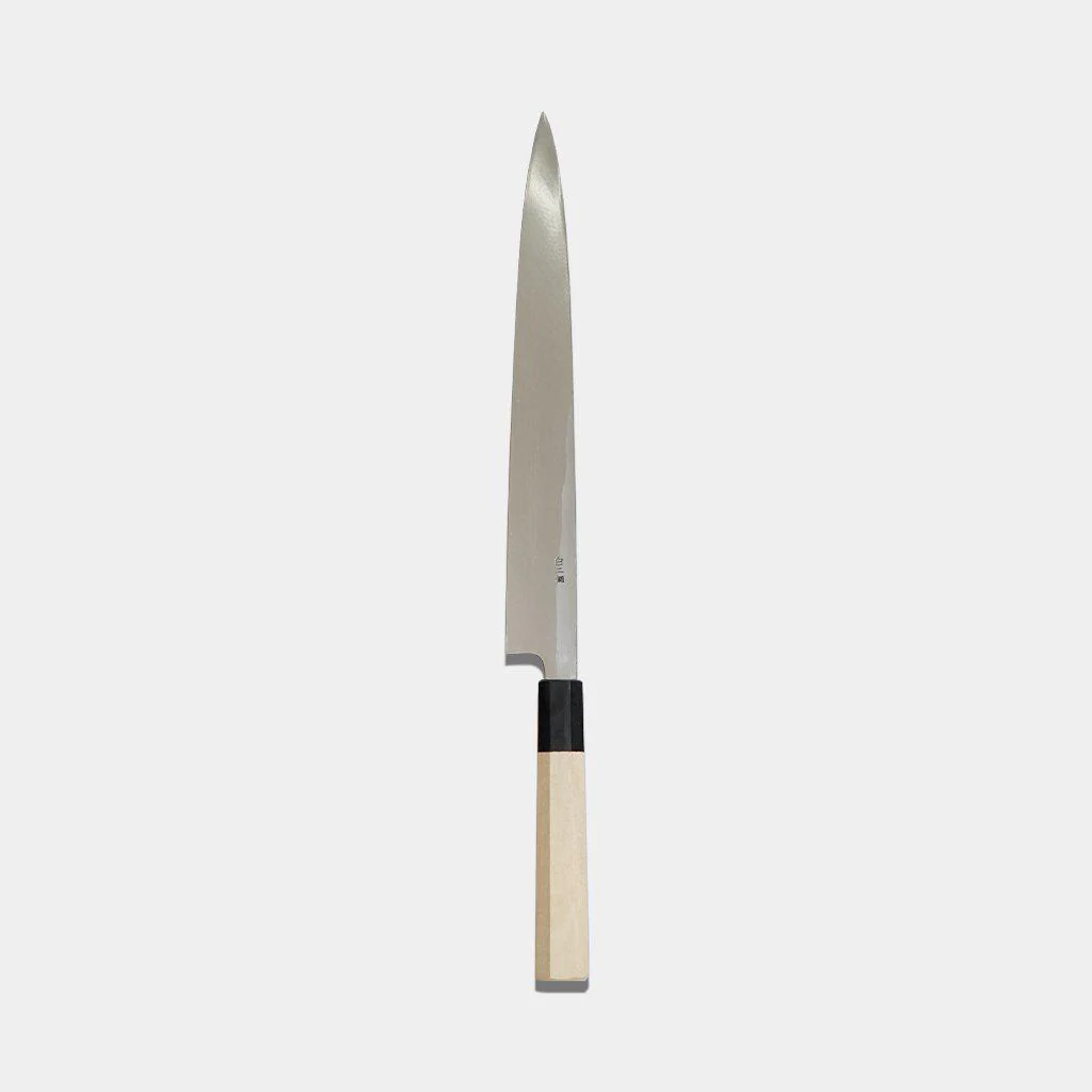 【柳刃包丁】黒打 極上本霞 安来鋼白二鋼 (片刃) 朴水牛八角柄 270mm｜BECOSオリジナル | 堺打刃物｜一刀斎虎徹 - Image 2