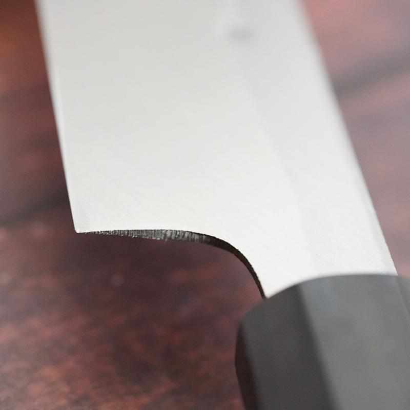 【柳刃包丁】黒打 極上本霞 安来鋼白二鋼 (片刃) 朴水牛八角柄 300mm｜BECOSオリジナル | 堺打刃物｜一刀斎虎徹 - Image 8