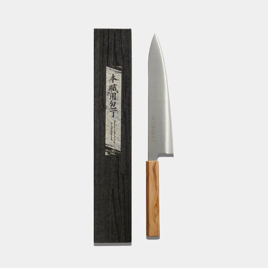 【牛刀】INOX スウェーデン鋼 (両刃) オリーブウッド八角柄 240mm｜BECOSオリジナル | 堺打刃物｜一刀斎虎徹 - Image 3