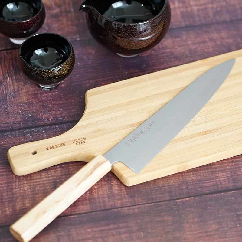 【牛刀】INOX スウェーデン鋼 (両刃) オリーブウッド八角柄 240mm｜BECOSオリジナル | 堺打刃物｜一刀斎虎徹 - Image 5