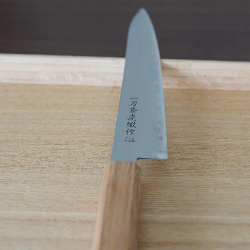 【ペティナイフ】粉末ハイス鋼スーパーゴールド(SG2) (両刃) 樫八角柄 150mm｜BECOSオリジナル | 関の刃物｜一刀斎虎徹 - Image 6