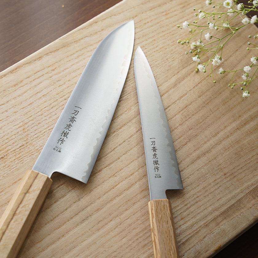 【三徳包丁】粉末ハイス鋼スーパーゴールド(SG2) (両刃) 樫八角柄 180mm｜BECOSオリジナル | 関の刃物｜一刀斎虎徹 - Image 11