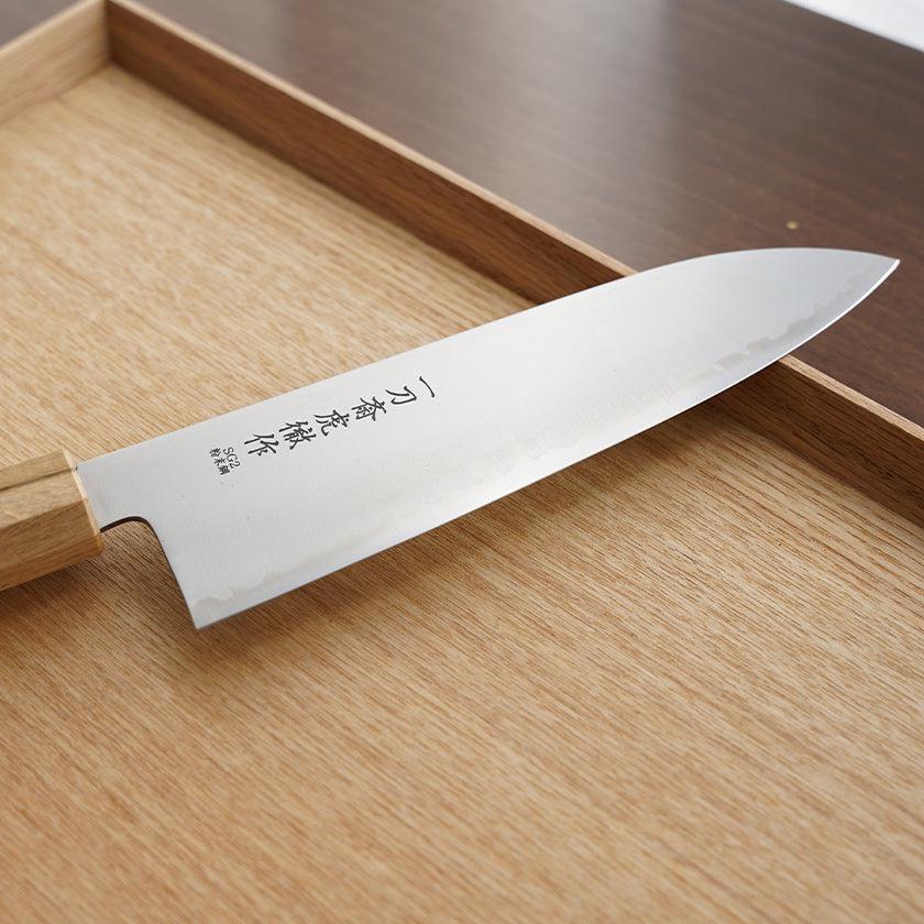 【三徳包丁】粉末ハイス鋼スーパーゴールド(SG2) (両刃) 樫八角柄 180mm｜BECOSオリジナル | 関の刃物｜一刀斎虎徹 - Image 15