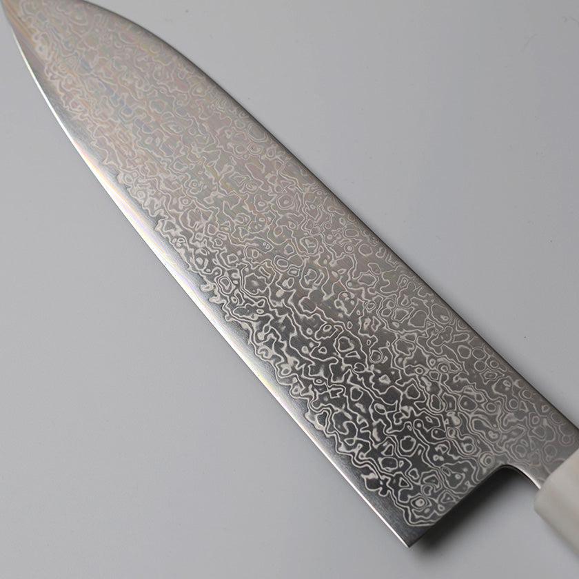 【三徳包丁】粉末ハイスSG2 ダマスカス 縞黒檀八角人工大理石口輪 180  | 堺打刃物｜一刀斎虎徹 - Image 11