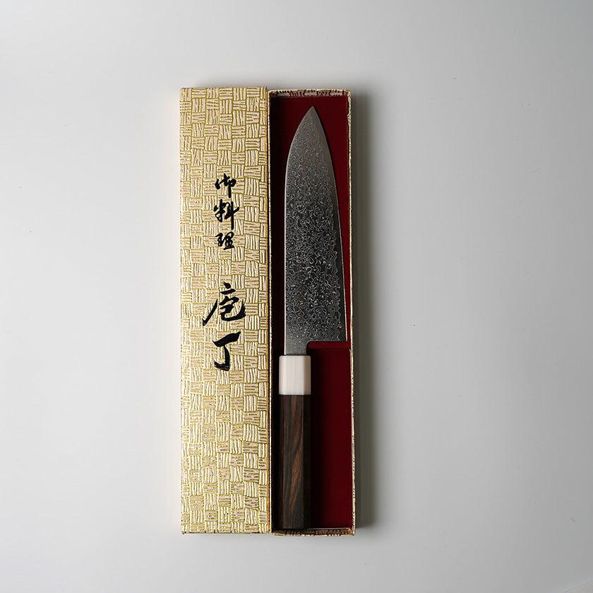 【三徳包丁】粉末ハイスSG2 ダマスカス 縞黒檀八角人工大理石口輪 180  | 堺打刃物｜一刀斎虎徹 - Image 13