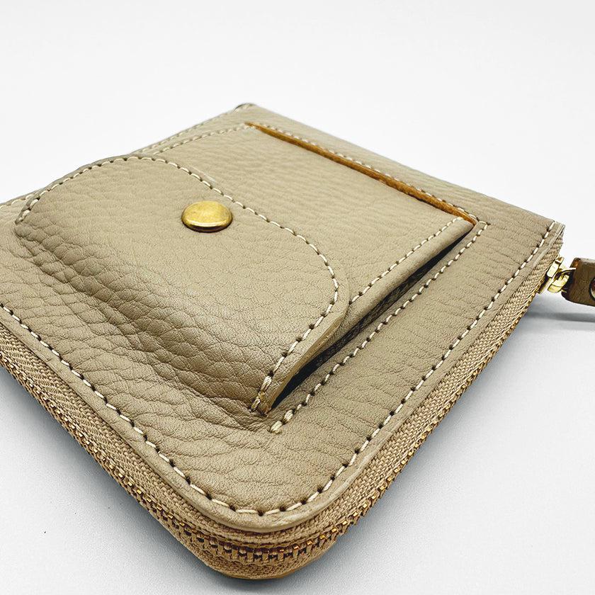 【本革キーケース】SMART MOVE! -type2 | コインポケットタイプ- Mica Beige (雲母の京唐紙) | 革加工 | RAKUKEI - Image 2