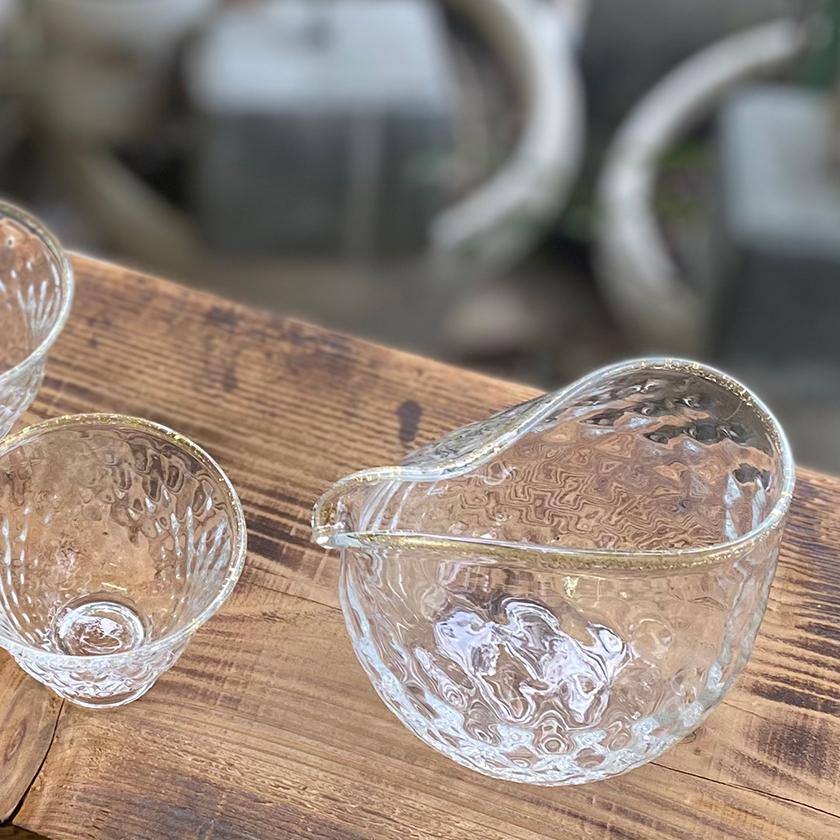 【吹きガラス】SUN GLASS STUDIO KYOTO 煌 酒器3ヶセット（酒差し1個&ぐい呑み2個） - Image 2