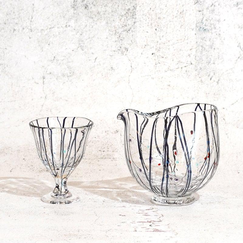 【吹きガラス】SUN GLASS STUDIO KYOTO 玄 酒器セット (酒差し, 盃1個) - Image 5