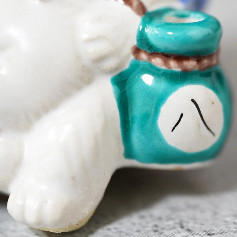 【置物】九谷焼コラボ Tanutanu 古九谷風 (ブルー) オス | 信楽焼 - Image 3