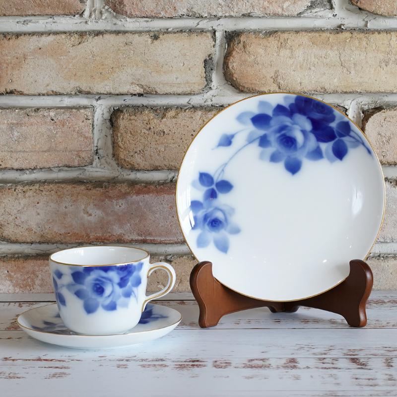 【磁器】大倉陶園 ブルーローズ カフェスペシャル（モーニングカップ＆ソーサー、デザート皿） - Image 10