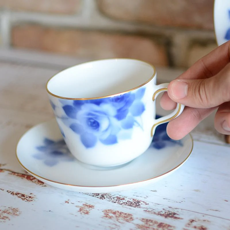 【磁器】大倉陶園 ブルーローズ カフェスペシャル（モーニングカップ＆ソーサー、デザート皿） - Image 3