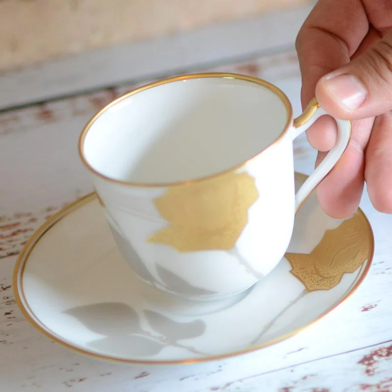 【磁器】大倉陶園 金蝕バラ コーヒーカップ＆ソーサー - Image 3