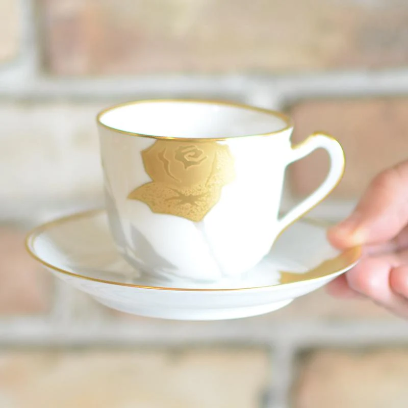 【磁器】大倉陶園 金蝕バラ コーヒーカップ＆ソーサー - Image 4