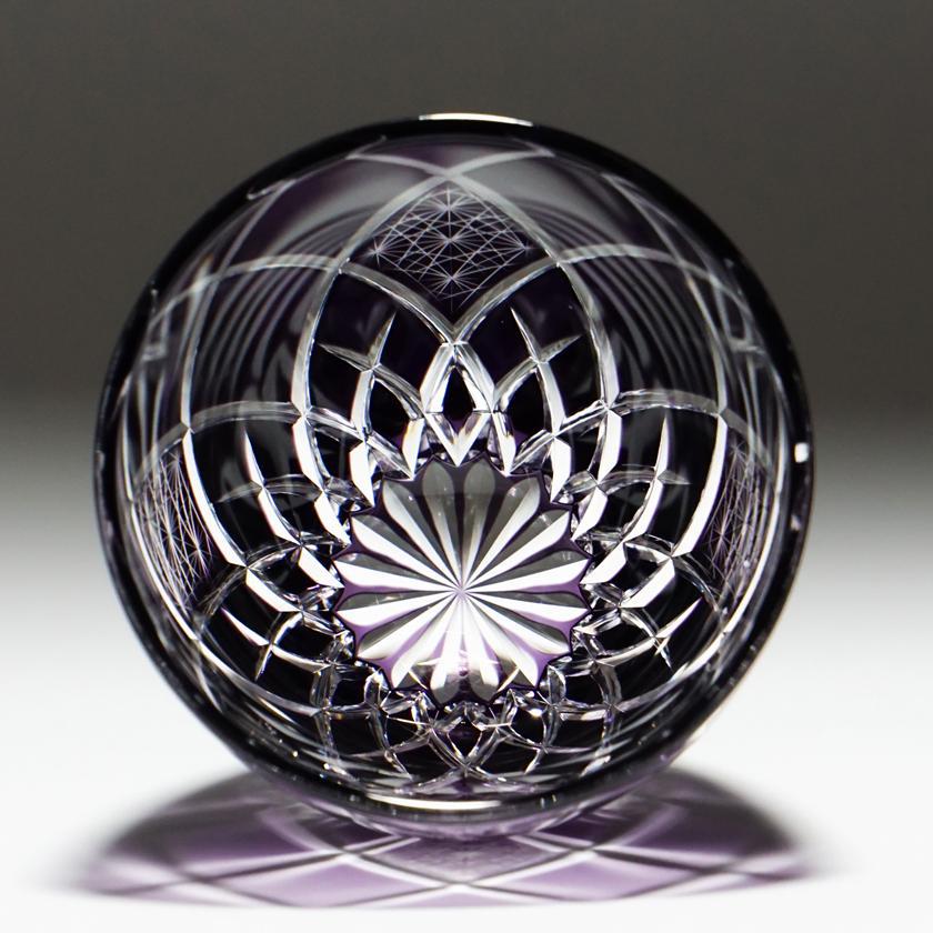 【ぐい呑】菊と矢来 -kiku yarai- (紫)｜切子 - Image 7