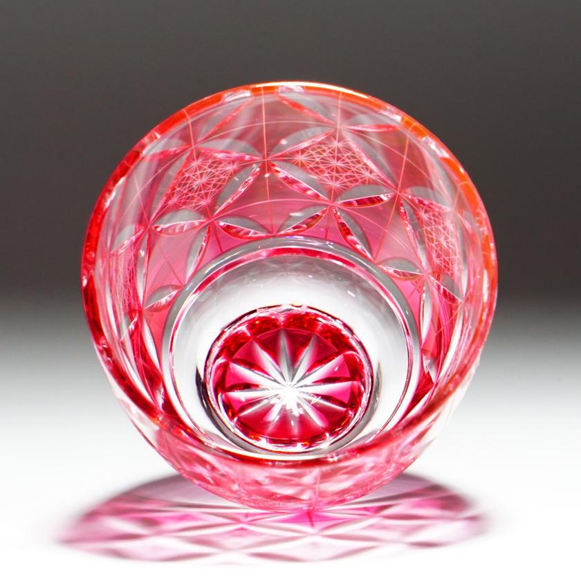 【ぐい呑】菊七宝 -kiku shippo- (金赤)｜切子 - Image 7