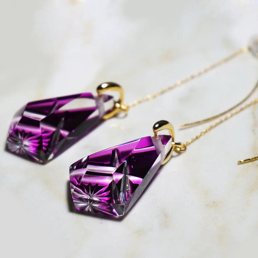 【ピアス】アメリカンピアス 星華 -seika- 2ヶ (金紫) | 切子 | 凛然 - Image 6
