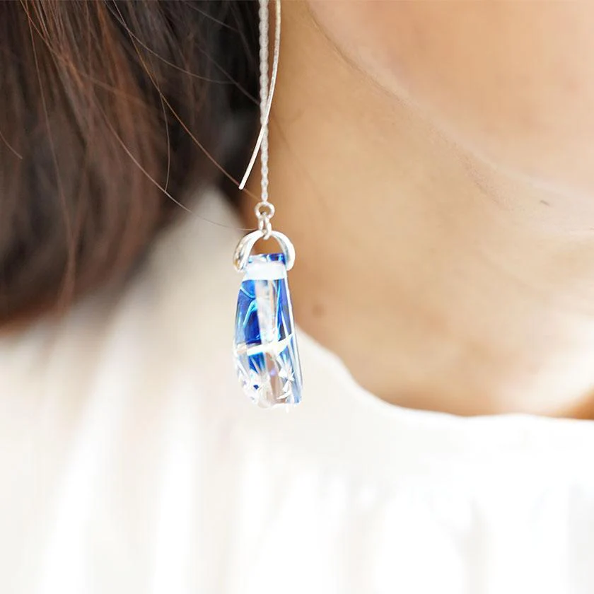 【ピアス】アメリカンピアス 星華 -seika- 2ヶ (青) | 切子 | 凛然 - Image 3
