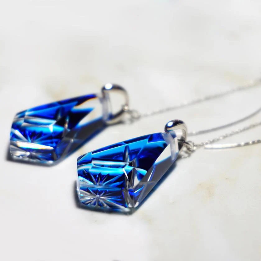 【ピアス】アメリカンピアス 星華 -seika- 2ヶ (青) | 切子 | 凛然 - Image 6