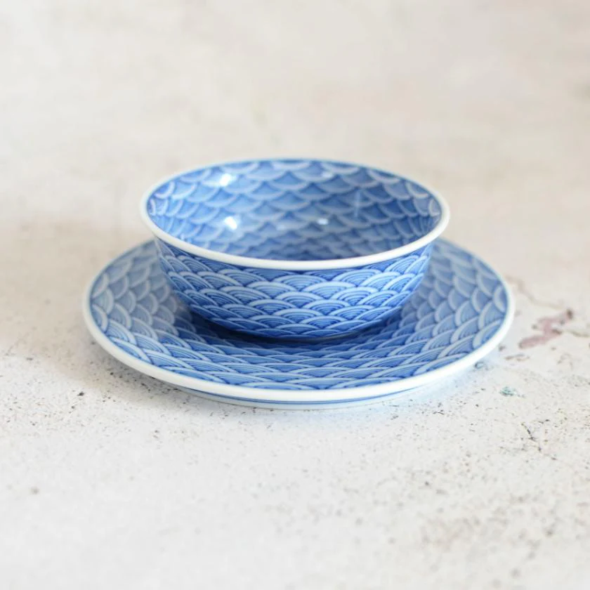 【酒器セット】二口燗瓶&台付盃 (2ヶ)平戸青海波 | 三川内焼 | 平戸松山窯 - Image 8