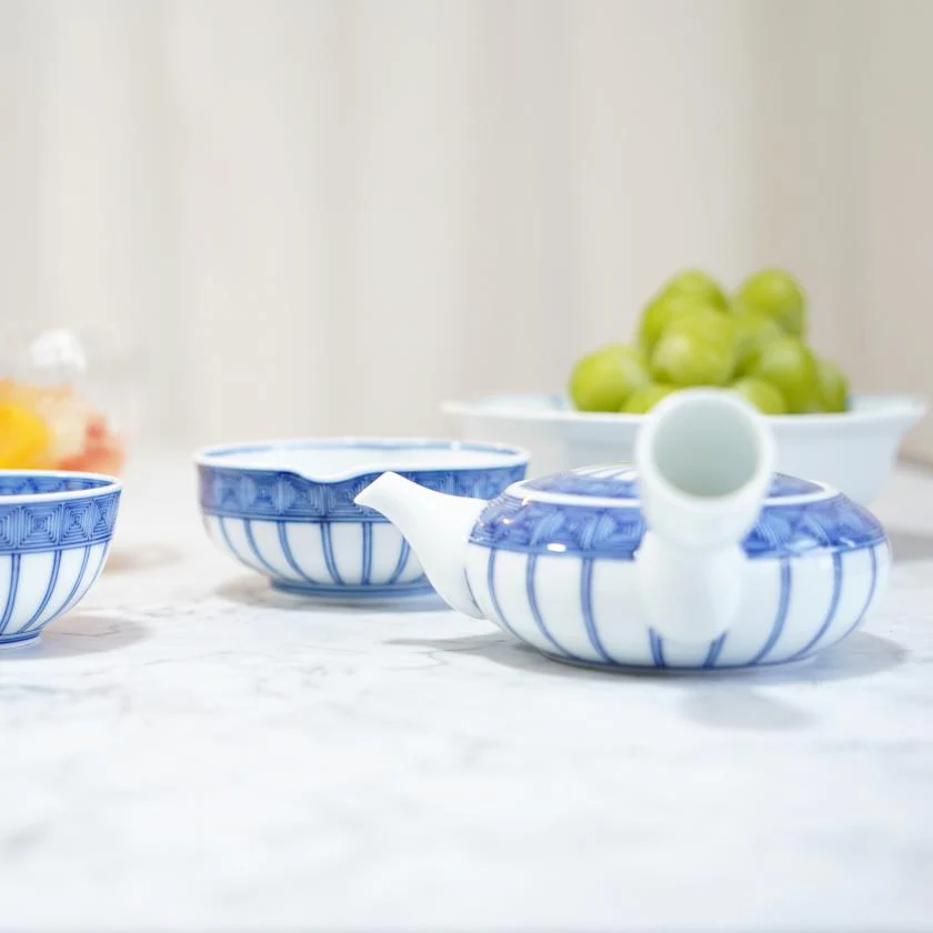 【茶器セット】平急須&さまし&丸平仙茶 平戸十草雷紋 | 三川内焼 | 平戸松山窯 - Image 6