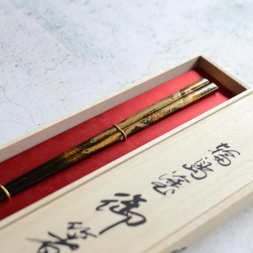 【輪島塗箸】橋本幸作漆器店 本堅地輪島塗箸 翔天 鳳凰 (1膳, 名入れ可) - Image 8