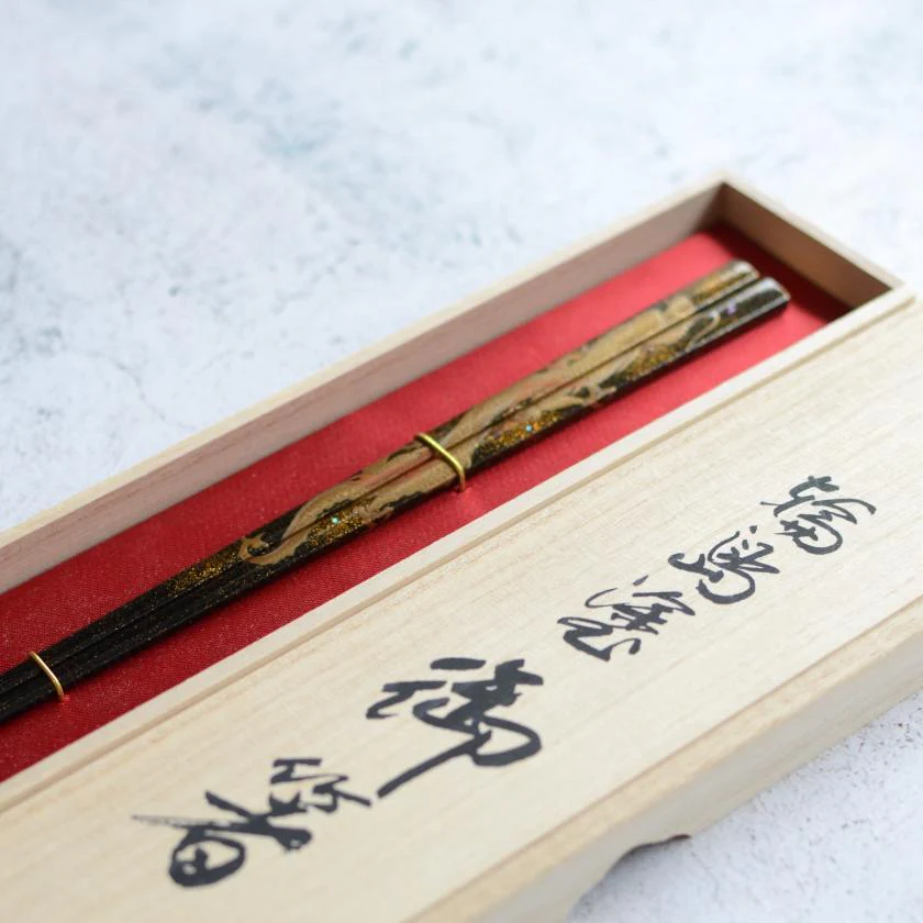 【輪島塗箸】橋本幸作漆器店 本堅地輪島塗箸 翔天 龍 (1膳, 名入れ可) - Image 8