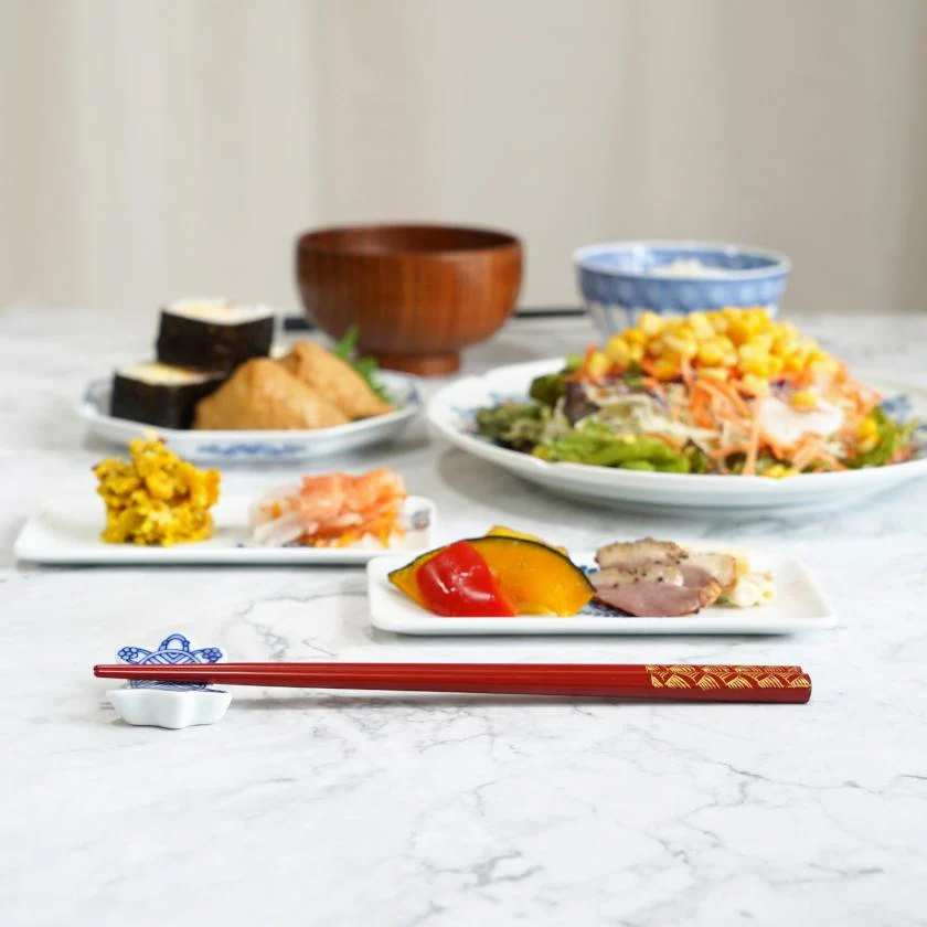 【輪島うるし箸 】橋本幸作漆器店 手彫り沈金箸 寿 青海波 (2膳, 名入れ可) - Image 4
