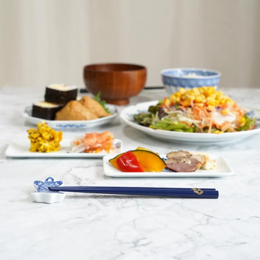 【輪島うるし箸 】橋本幸作漆器店 干支 こども箸 ねずみ 藍 (1膳, 名入れ可) - Image 2