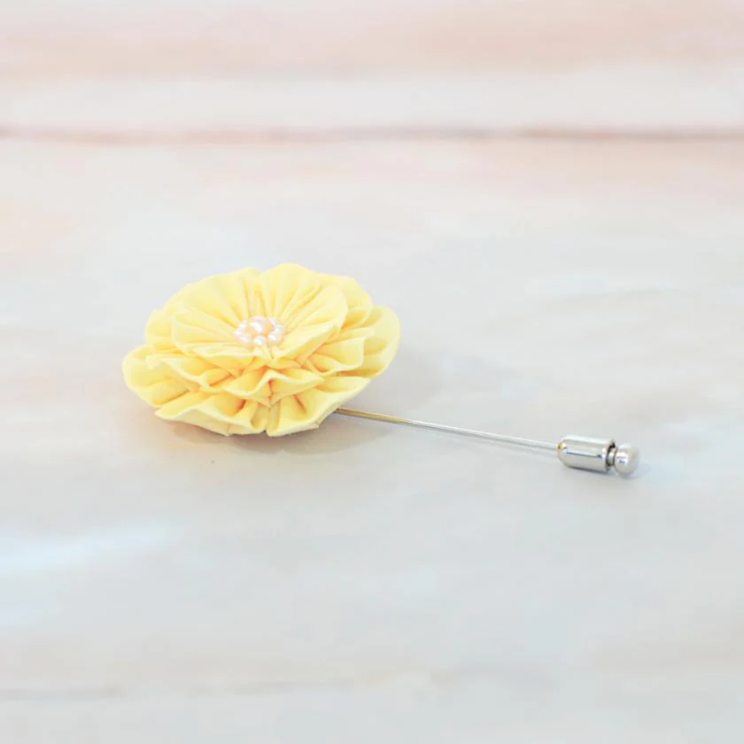 【アクセサリー】イエロー (ハットピンブローチ、ブローチ、ノンホールピアス、ヘアクリップ 4点セット ) | つまみ細工 - Image 6