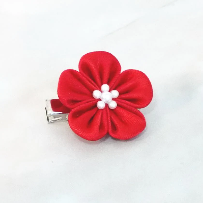【アクセサリー】茜 (丸ブローチ、六角ブローチ、ヘアクリップ、ヘアゴム 4点セット ) | つまみ細工 - Image 10