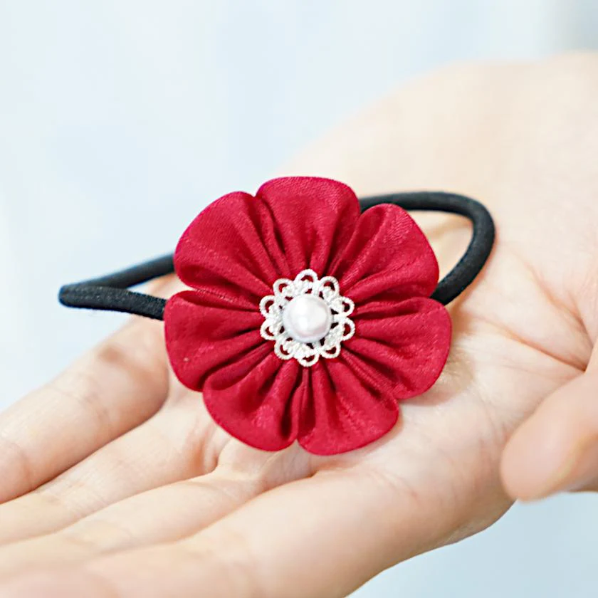 【アクセサリー】茜 (丸ブローチ、六角ブローチ、ヘアクリップ、ヘアゴム 4点セット ) | つまみ細工 - Image 11