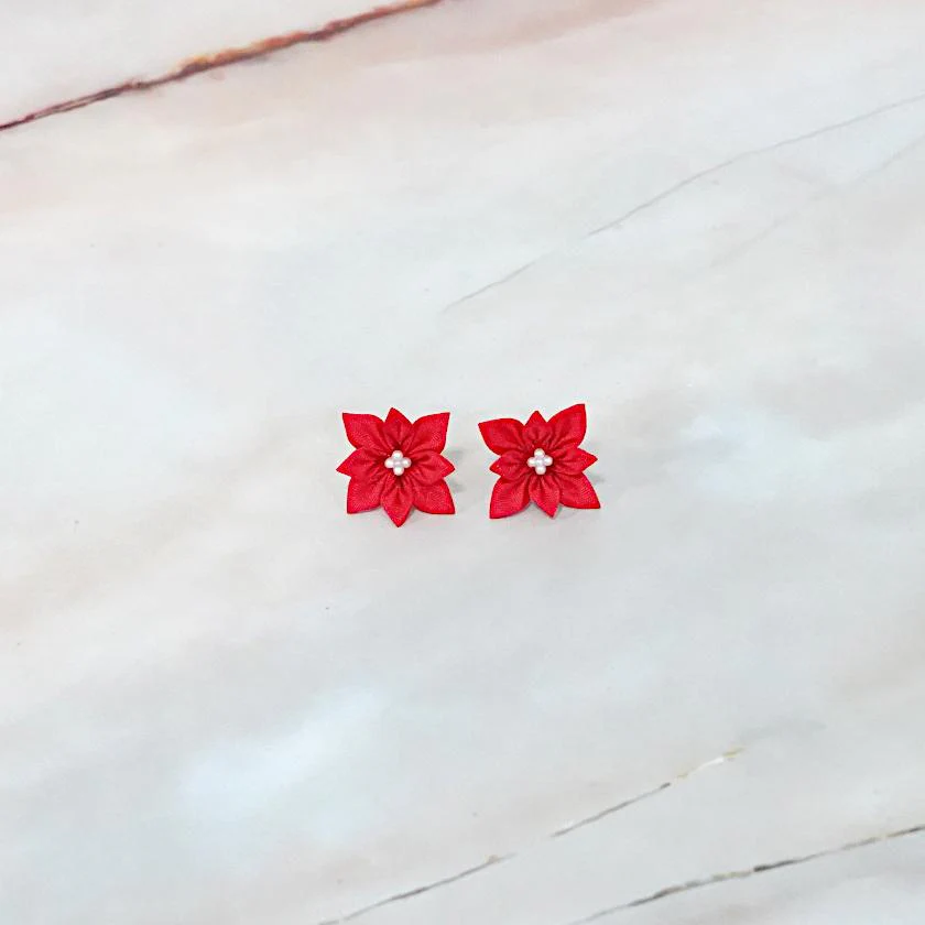 【アクセサリー】スカーレット (ブローチ、チェーンブレスレット、ピアス、ペンダント 4点セット ) | つまみ細工 - Image 11