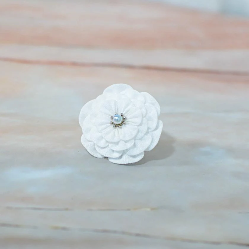 【アクセサリー】コットン (バレッタ、ヘアクリップ、ブローチ、ペンダント 4点セット ) | つまみ細工 - Image 11