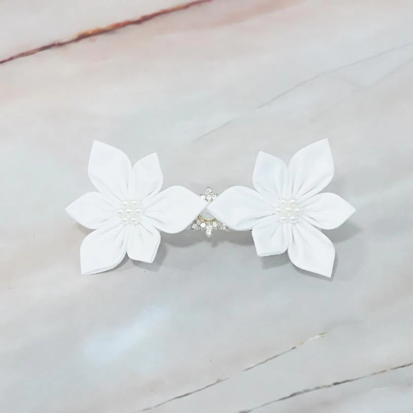 【アクセサリー】コットン (バレッタ、ヘアクリップ、ブローチ、ペンダント 4点セット ) | つまみ細工 - Image 6