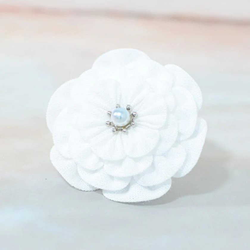 【アクセサリー】コットン (バレッタ、ヘアクリップ、ブローチ、ペンダント 4点セット ) | つまみ細工 - Image 8