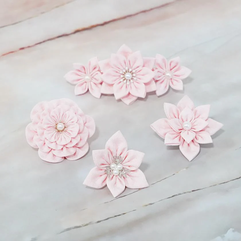 【アクセサリー】桜 (バレッタ、三角ブローチ、四角ブローチ、丸ブローチ 4点セット ) | つまみ細工 - Image 14