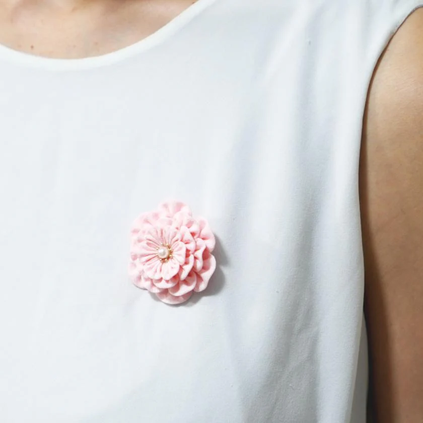 【アクセサリー】桜 (バレッタ、三角ブローチ、四角ブローチ、丸ブローチ 4点セット ) | つまみ細工 - Image 5
