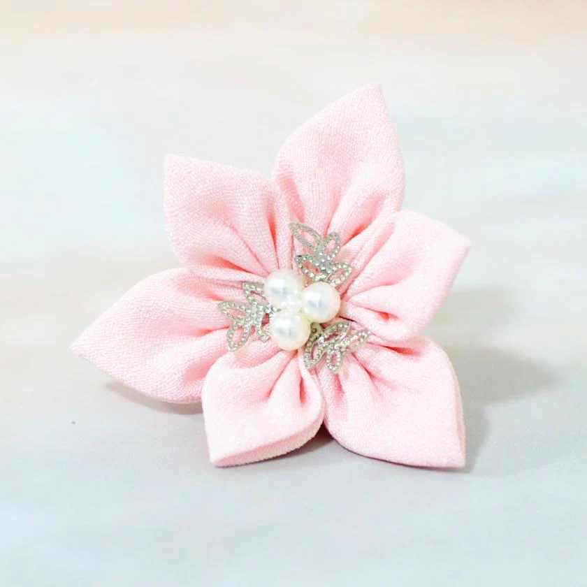 【アクセサリー】桜 (バレッタ、三角ブローチ、四角ブローチ、丸ブローチ 4点セット ) | つまみ細工 - Image 7