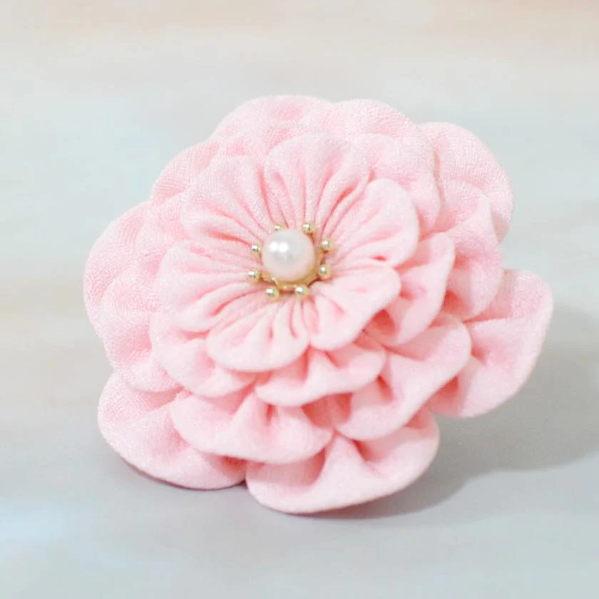 【アクセサリー】桜 (バレッタ、三角ブローチ、四角ブローチ、丸ブローチ 4点セット ) | つまみ細工 - Image 9