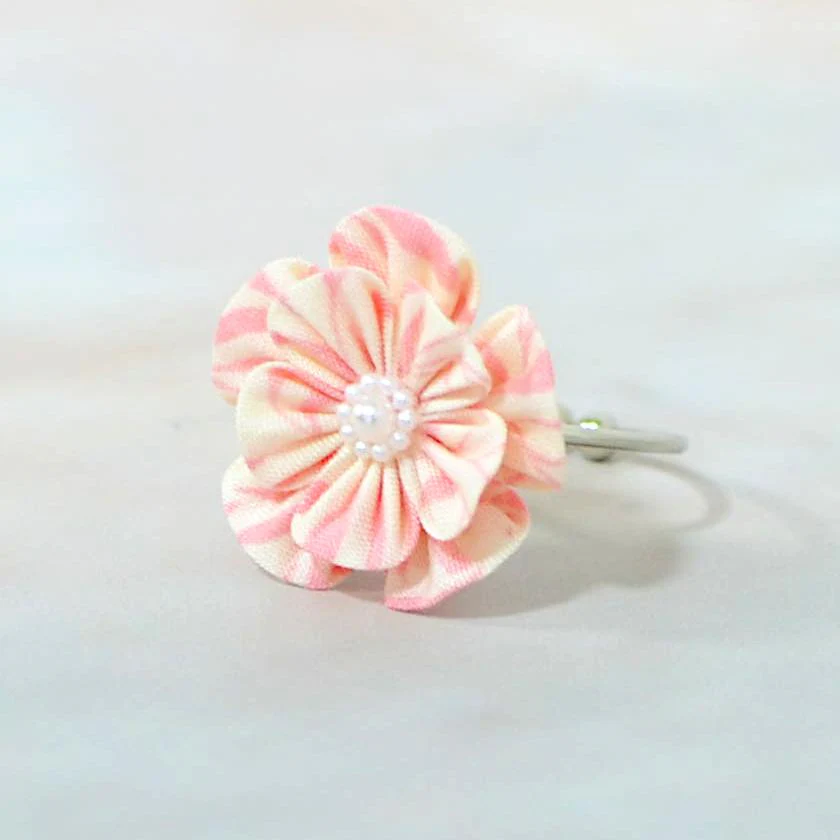 【アクセサリー】ウィローウッド柄 (ブローチ、ヘアクリップ、リング、ピアス 4点セット ) | つまみ細工 - Image 8