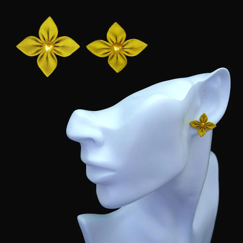 【ピアス】クロースフラワーピアス カナリア色 | つまみ細工 | eつまみ - Image 3