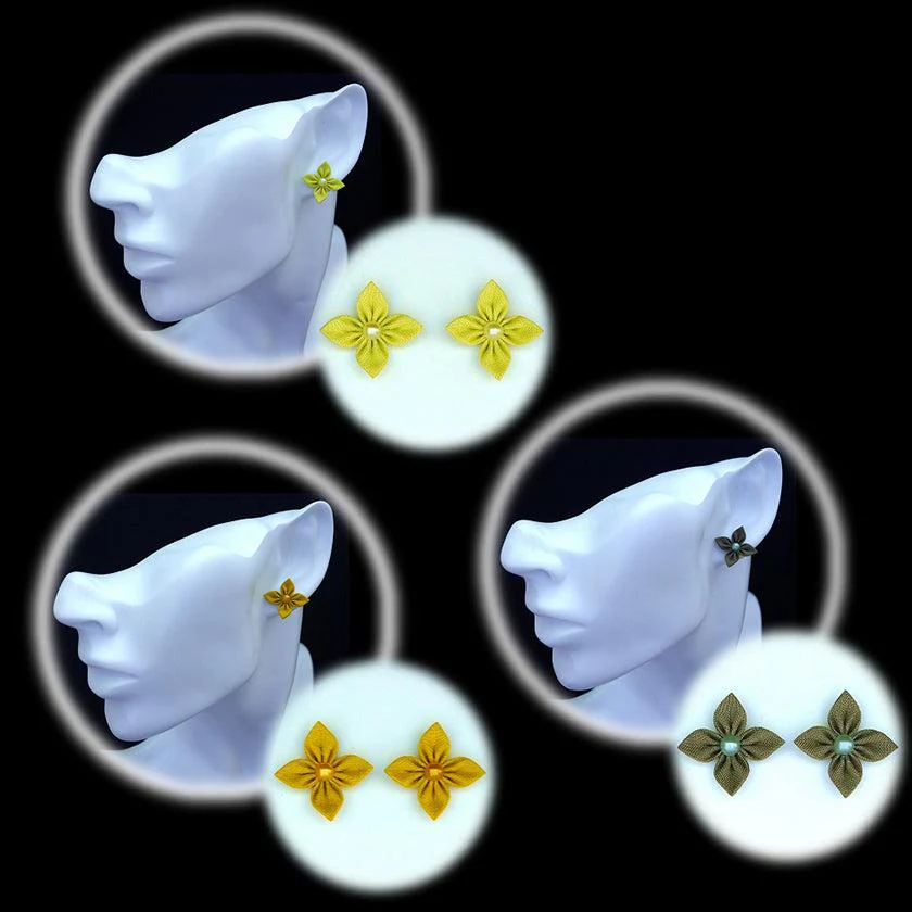 【ピアス】クロースフラワーピアス 3点セット （アースカラー 3色） | つまみ細工 | eつまみ - Image 5