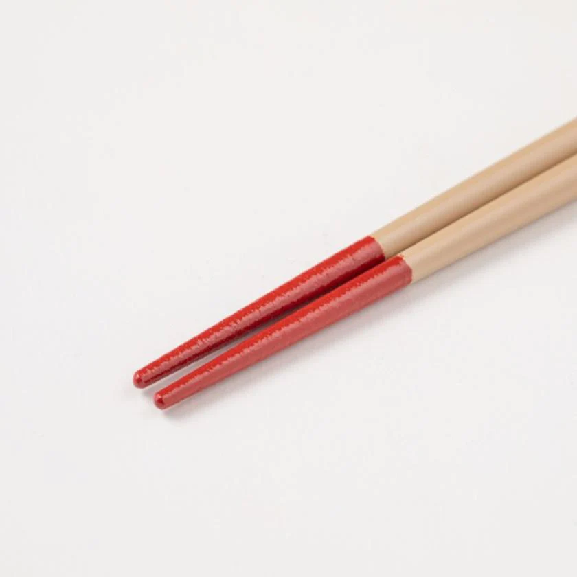 【漆 十八膳塗】十八膳 箸 こま 朱 (1膳) - Image 8