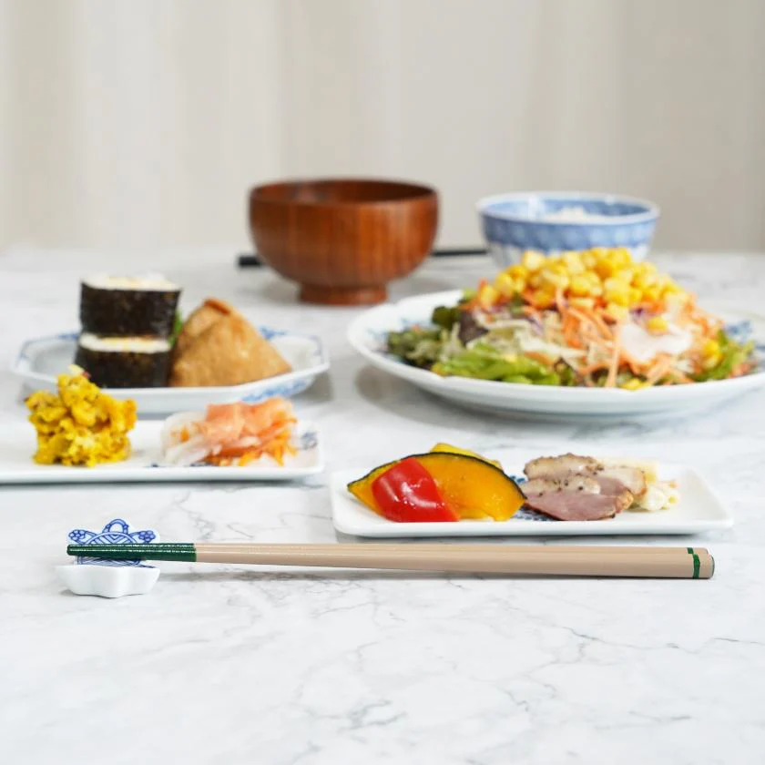 【漆 十八膳塗】十八膳 箸 こま 緑 (1膳) - Image 2