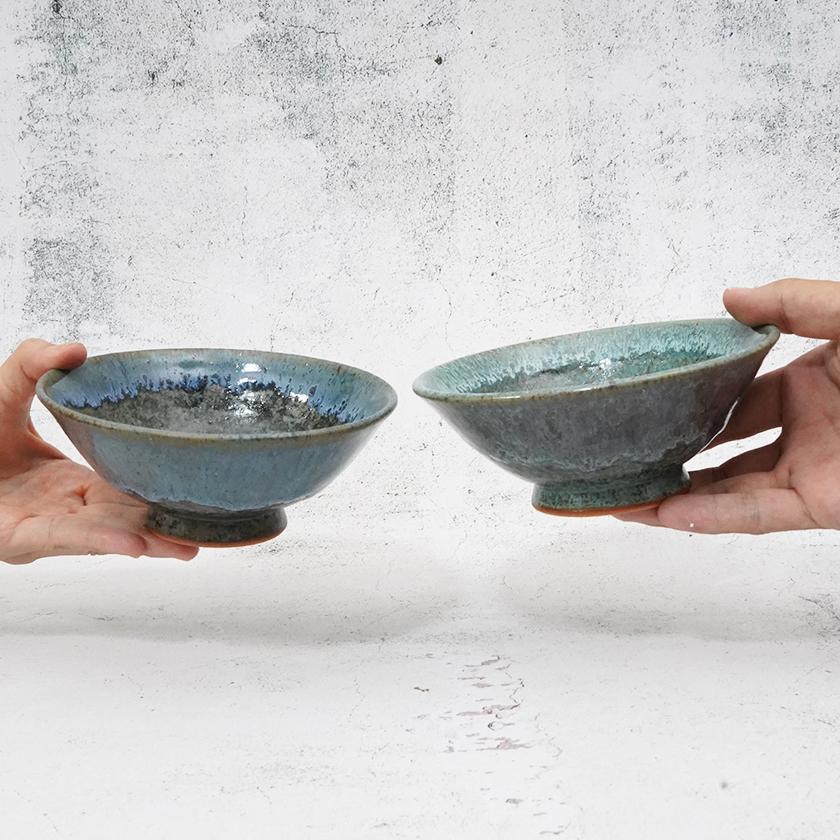 【大谷焼】梅里窯 昭和茶碗 (瑠璃唐津, 碧緑唐津) - Image 6