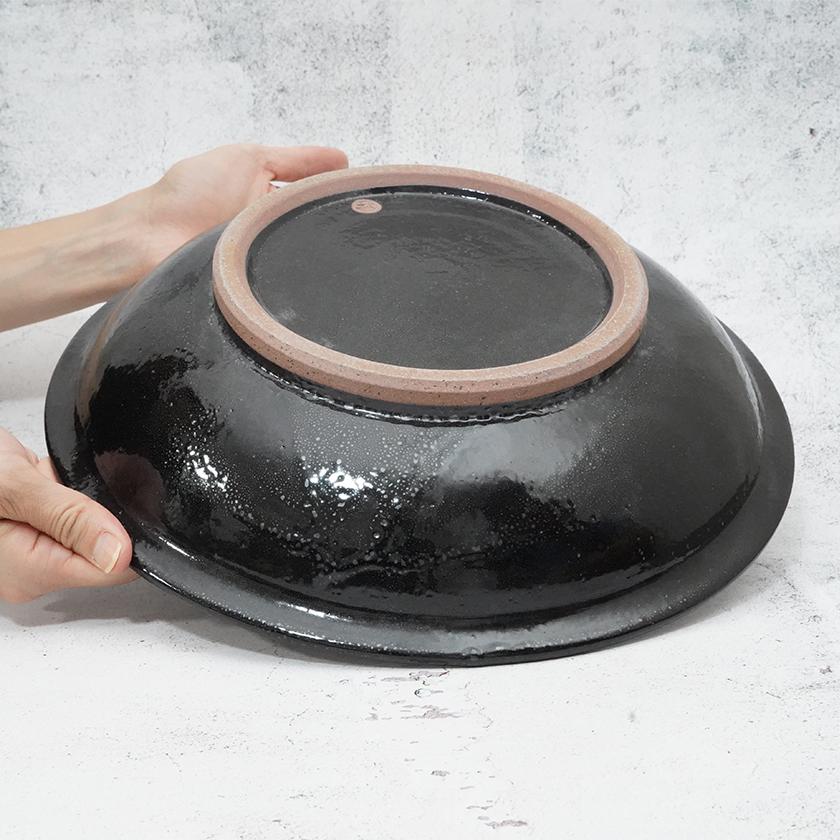 【大谷焼】森陶器 盛鉢 黒 (縁朱) - Image 8