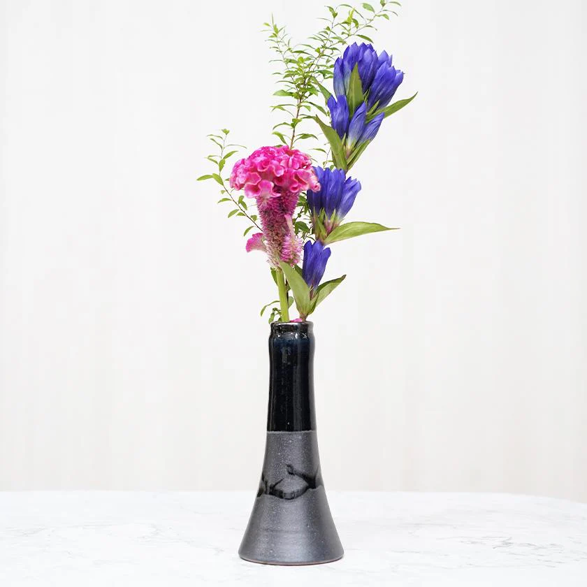 【大谷焼】森陶器 花瓶 藍かけ分け B (1点物) - Image 3